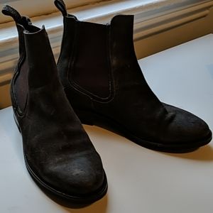 Thursday duchess olive suede boots, size 8
